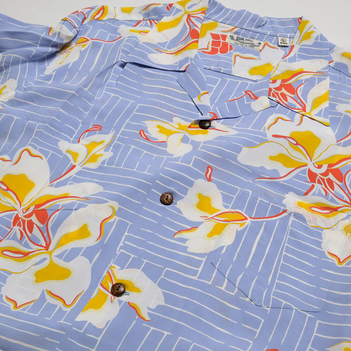 SUN SURF - L/S RAYON HAWAIIAN SHIRT - WHITE GINGER - SS29605