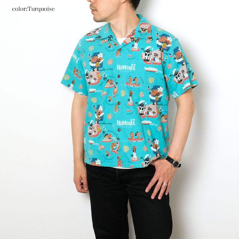 SUN SURF - COTTON × LINEN HOPSACK OPEN SHIRT - ハワイへ行こう！ - by 柳原 良平 with MOOKIE - SS39333