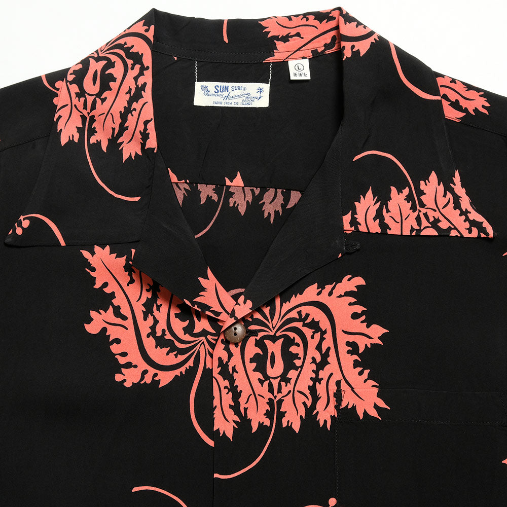 SUN SURF - S/S RAYON HAWAIIAN SHIRT - CORAL HIBISCUS - SS39412