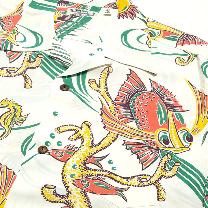 SUN SURF - S/S RAYON HAWAIIAN SHIRT - BUG EYED FISH - SS39417