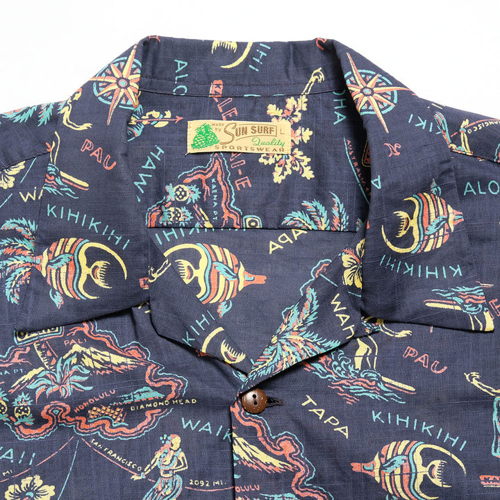 SUN SURF - COTTON LINEN SLUBYARN OPEN SHIRT - HELE-MAI-E - SS39501