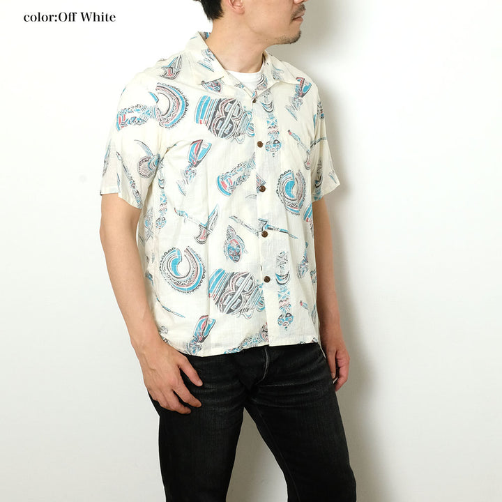 SUN SURF - COTTON LINEN SLUBYARN OPEN SHIRT - NATIVE MASK - SS39502