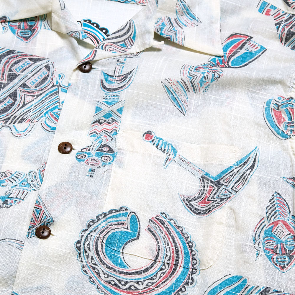 SUN SURF - COTTON LINEN SLUBYARN OPEN SHIRT - NATIVE MASK - SS39502