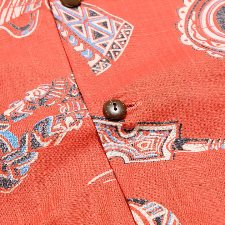 SUN SURF - COTTON LINEN SLUBYARN OPEN SHIRT - NATIVE MASK - SS39502