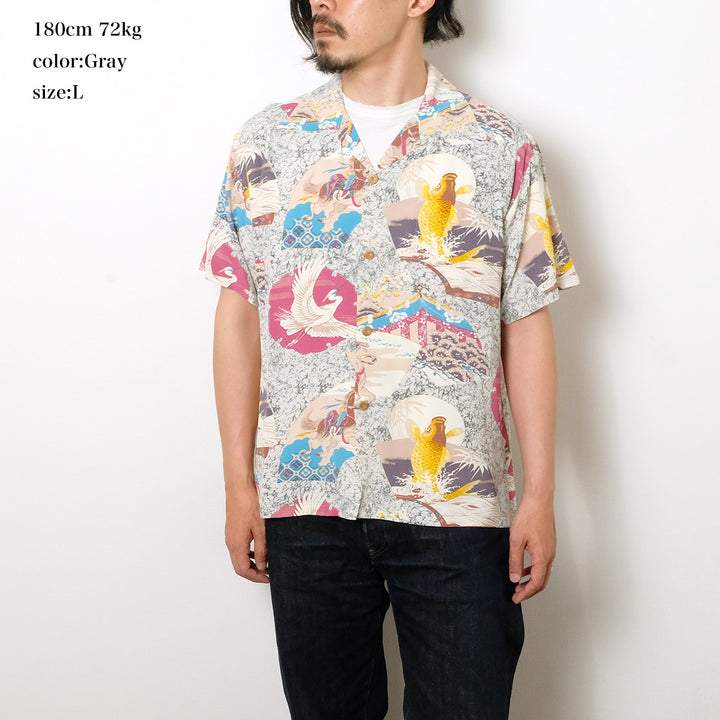 SUN SURF - S/S RAYON HAWAIIAN SHIRT - JAPANESE QUAINT DESIGN - SS39614