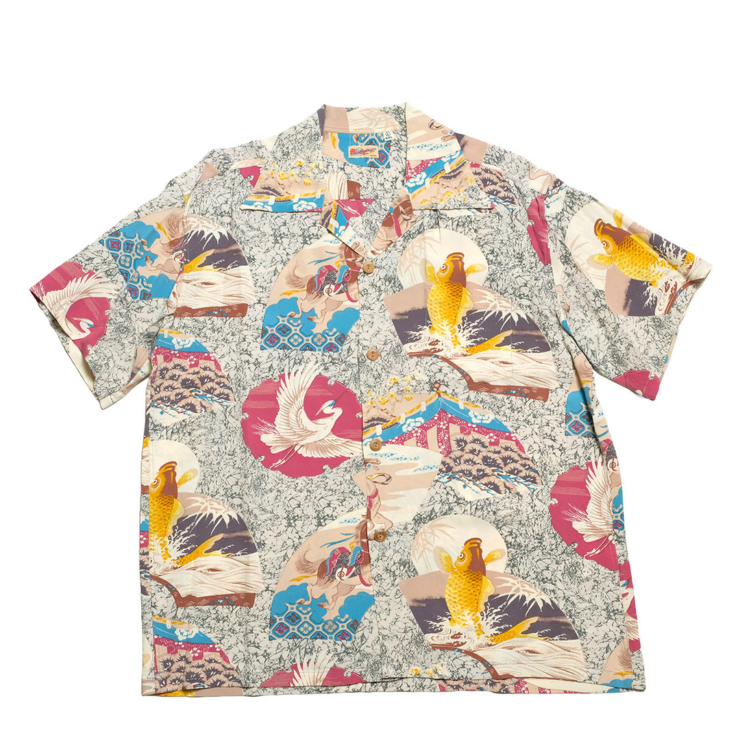 SUN SURF - S/S RAYON HAWAIIAN SHIRT - JAPANESE QUAINT DESIGN - SS39614