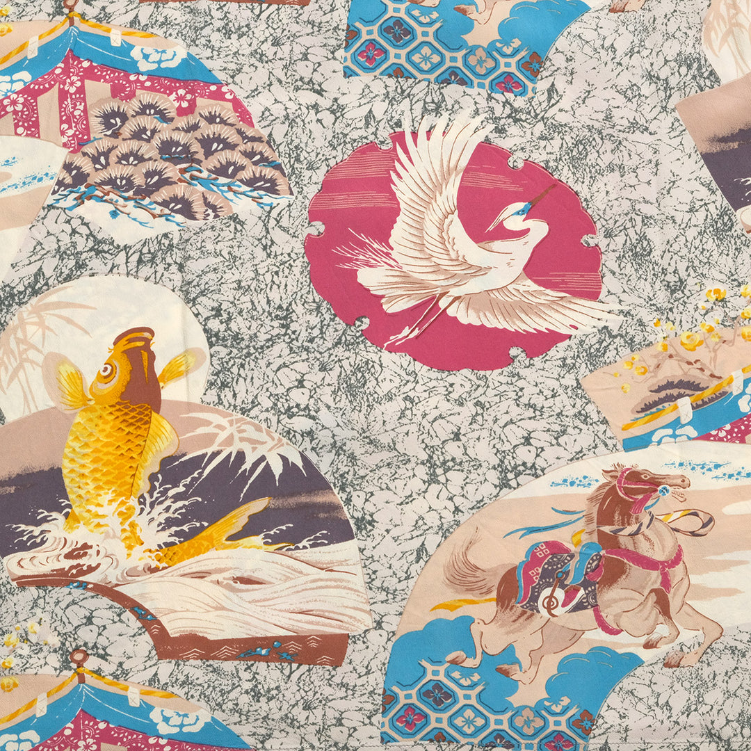 SUN SURF - S/S RAYON HAWAIIAN SHIRT - JAPANESE QUAINT DESIGN - SS39614