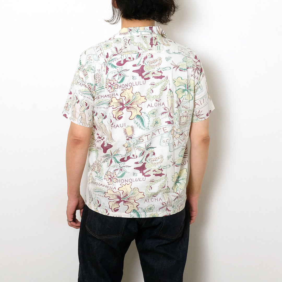 SUN SURF - COTTON LINEN SLUBYARN OPEN SHIRT - STATE OF HAWAII - SS39693