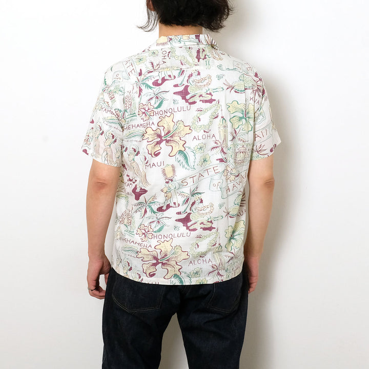 SUN SURF - COTTON LINEN SLUBYARN OPEN SHIRT - STATE OF HAWAII - SS39693