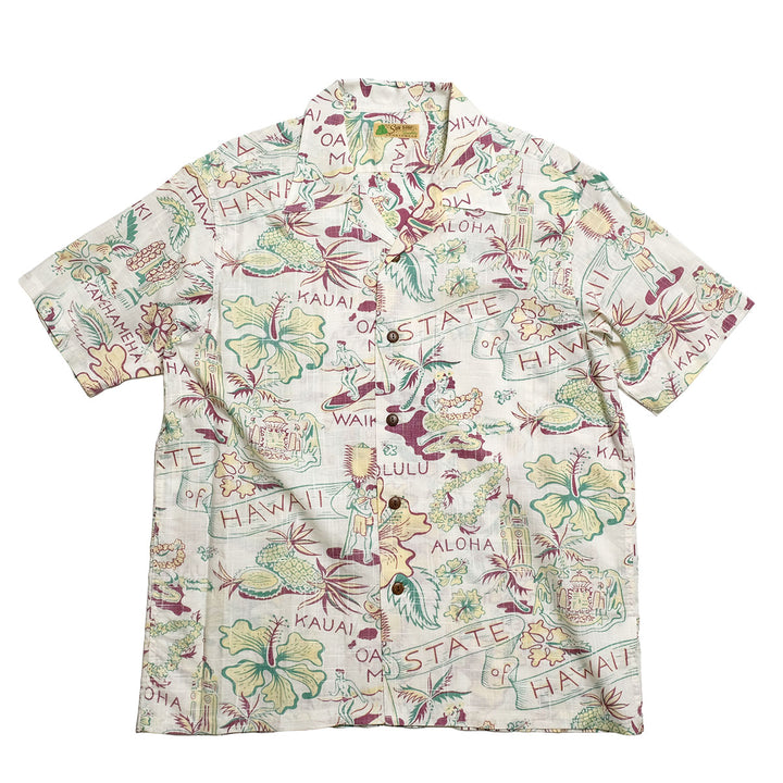 SUN SURF - COTTON LINEN SLUBYARN OPEN SHIRT - STATE OF HAWAII - SS39693