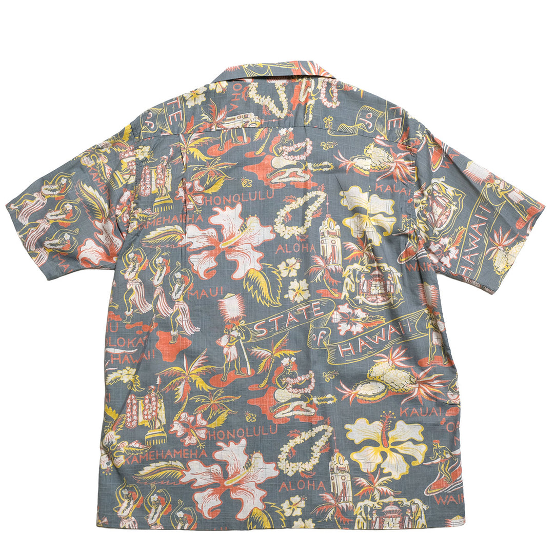 SUN SURF - COTTON LINEN SLUBYARN OPEN SHIRT - STATE OF HAWAII - SS39693