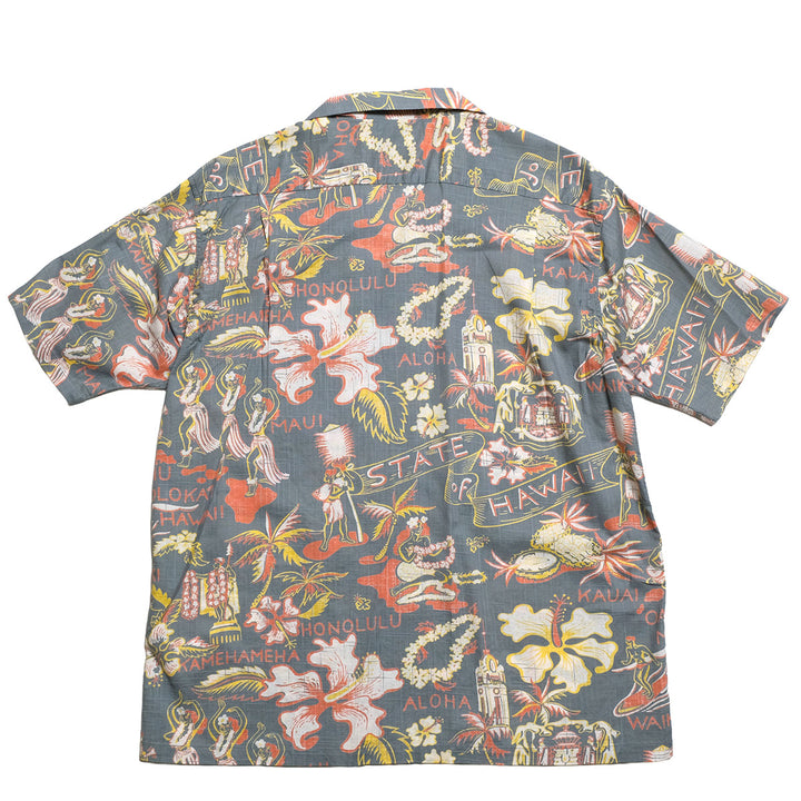 SUN SURF - COTTON LINEN SLUBYARN OPEN SHIRT - STATE OF HAWAII - SS39693