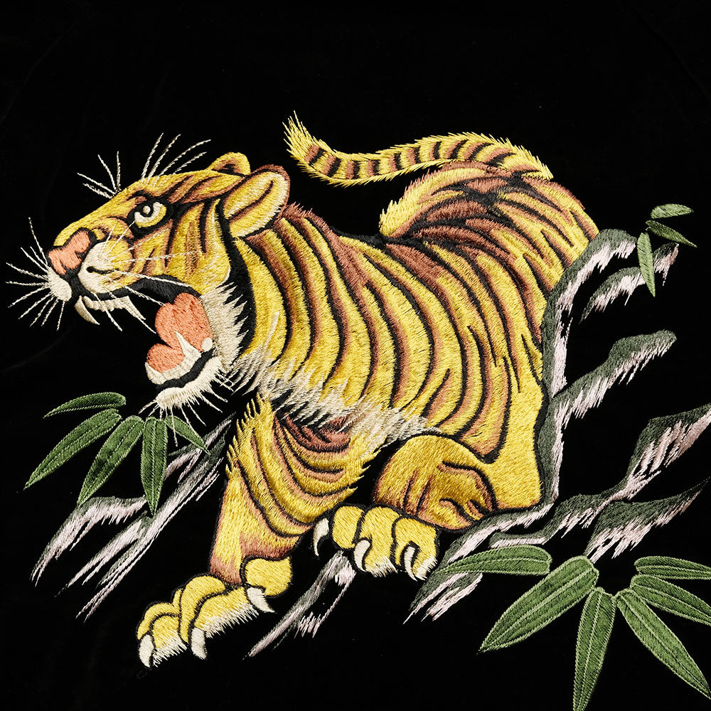 TAILOR TOYO - HINOYA EXCLUSIVE - Mid 1950s Style Velveteen Souvenir Jacket - ROARING TIGER × LANDSCAPE - TT15664HY