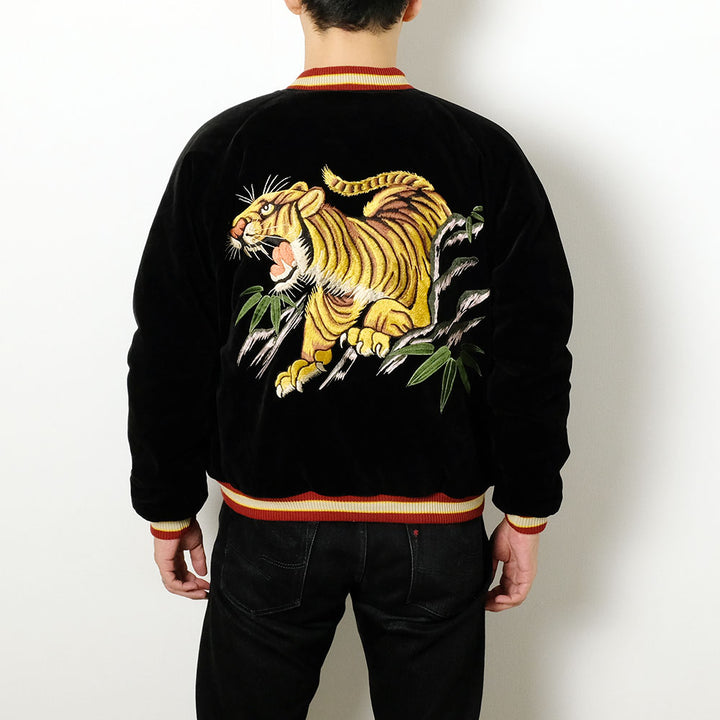 TAILOR TOYO - HINOYA EXCLUSIVE - Mid 1950s Style Velveteen Souvenir Jacket - ROARING TIGER × LANDSCAPE - TT15664HY