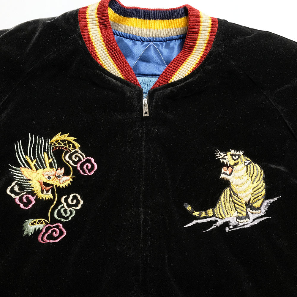 TAILOR TOYO - HINOYA EXCLUSIVE - Mid 1950s Style Velveteen Souvenir Jacket - ROARING TIGER × LANDSCAPE - TT15664HY