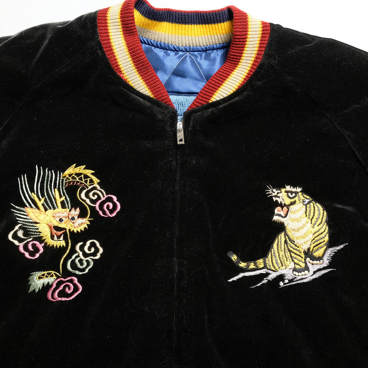 TAILOR TOYO - HINOYA EXCLUSIVE - Mid 1950s Style Velveteen Souvenir Jacket - ROARING TIGER × LANDSCAPE - TT15664HY