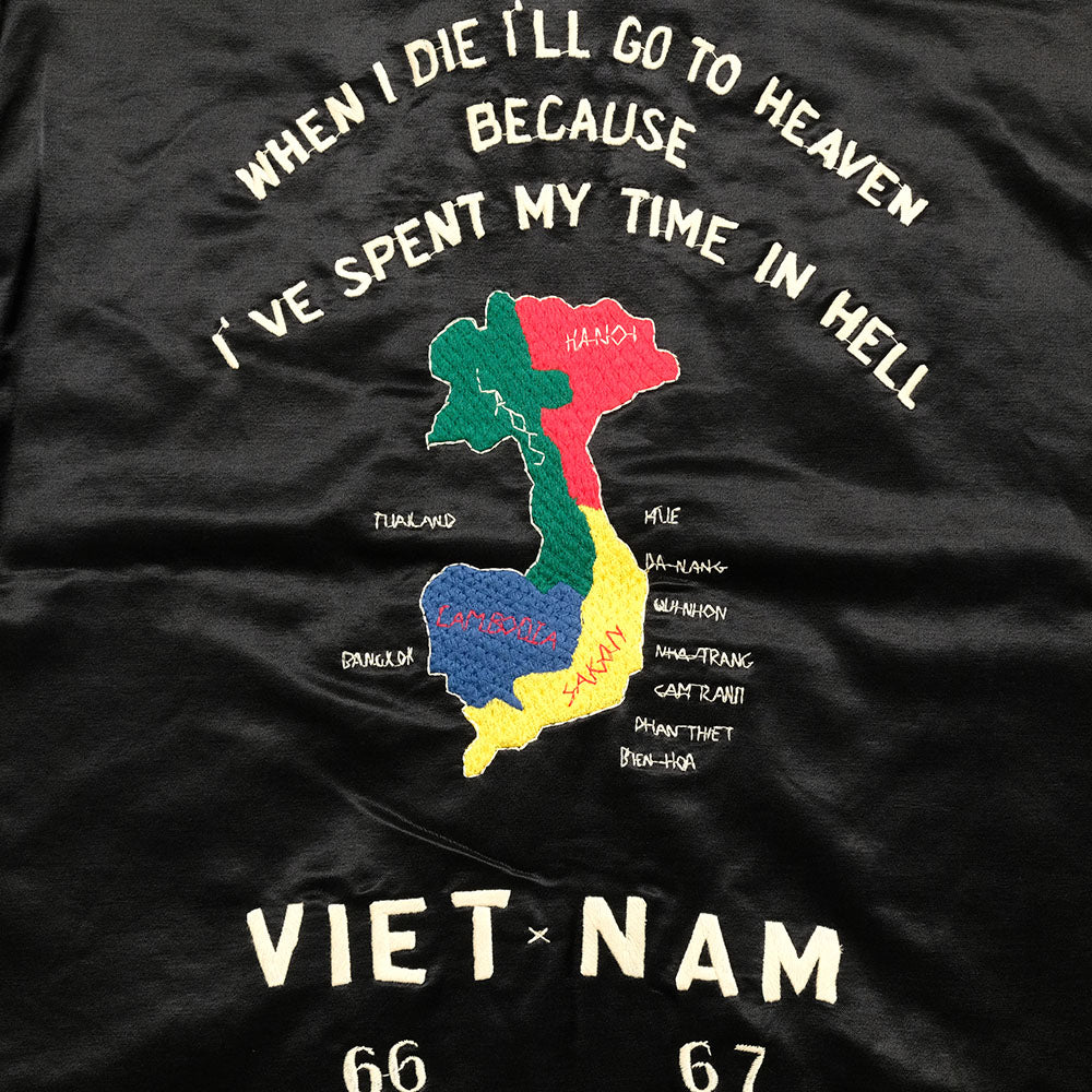 TAILOR TOYO - Mid 1960s Style Satin Vietnam Jacket - VIET-NAM MAP - TT15798
