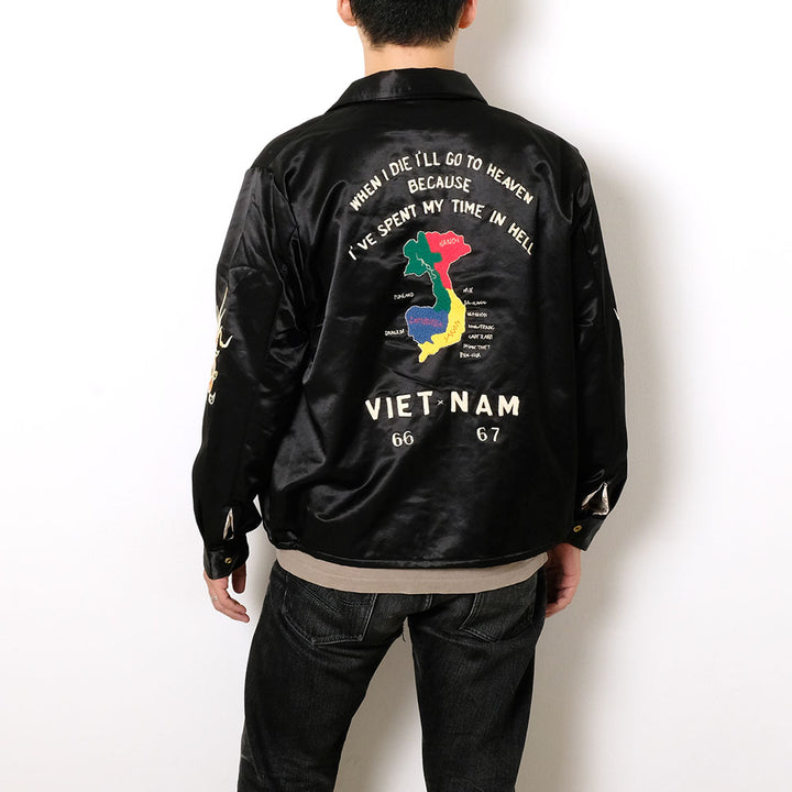 TAILOR TOYO - Mid 1960s Style Satin Vietnam Jacket - VIET-NAM MAP - TT15798
