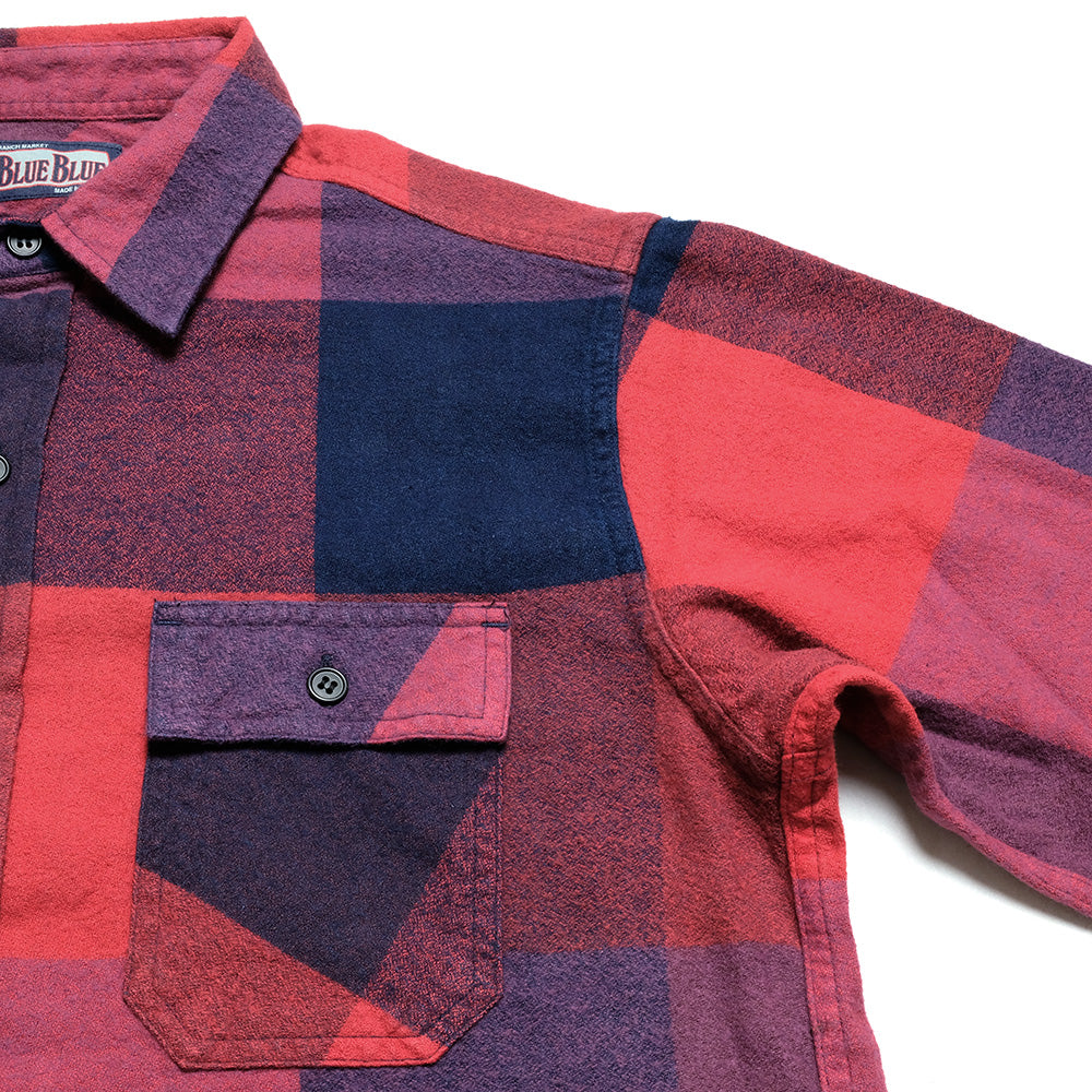 BLUE BLUE - Brushed Indigo Block-Plaid - Work Shirt - 1004744