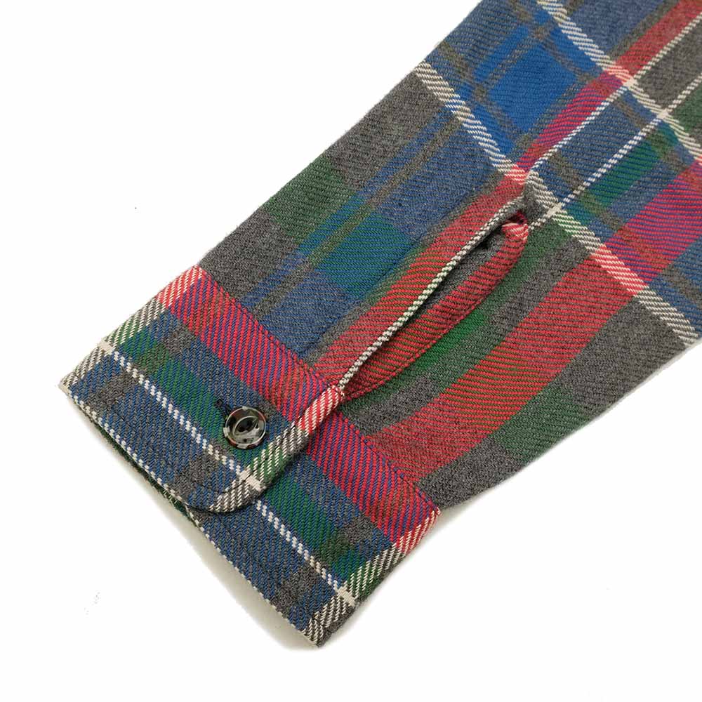 SUGAR CANE - FICTION ROMANCE - TOP GRAY PLAID L/S WORK SHIRTS-  with MARBLE BUTTON - SC28963