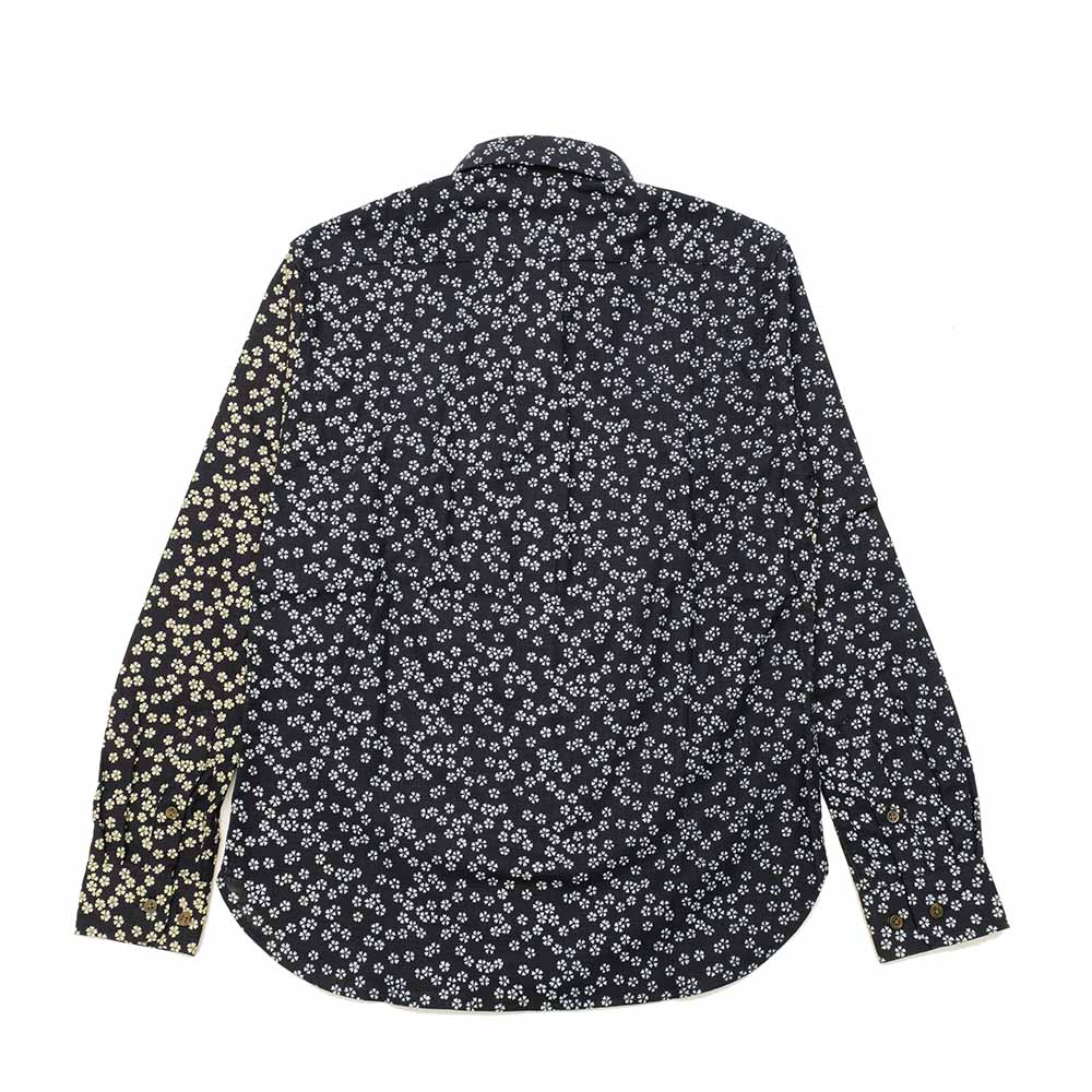 衣櫻 ムラ糸クロス素材 長袖レギュラーシャツ 小桜パッチワーク SA1493