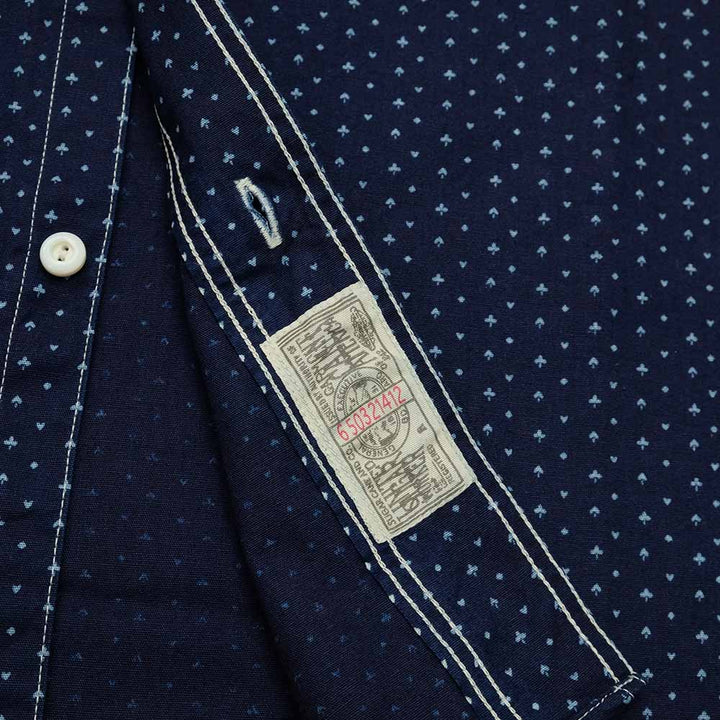 SUGAR CANE FICTION ROMANCE 4.5oz. INDIGO CASINO STRIPE WORK SHIRT (LONG SLEEVE) SC28651