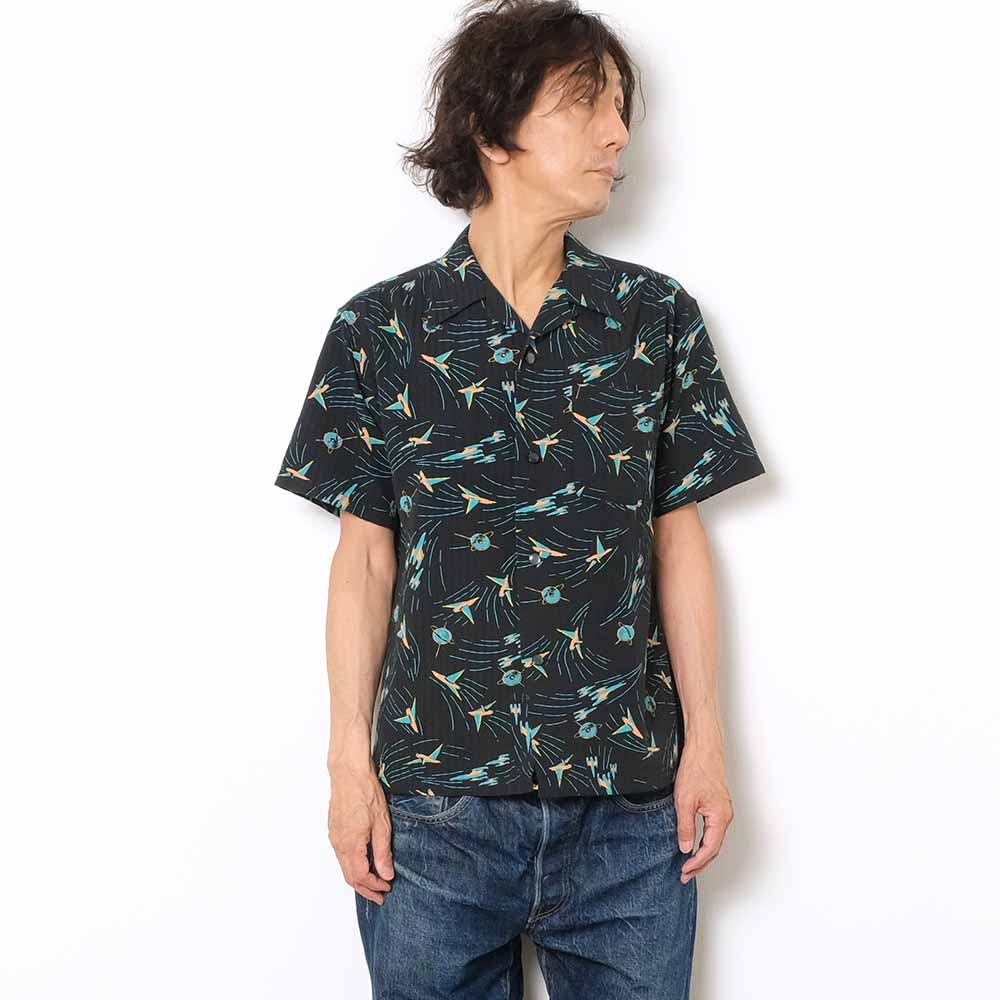 STAR OF HOLLYWOOD - DOBBY COTTON OPEN SHIRT - SPACE SHIP - SH39087