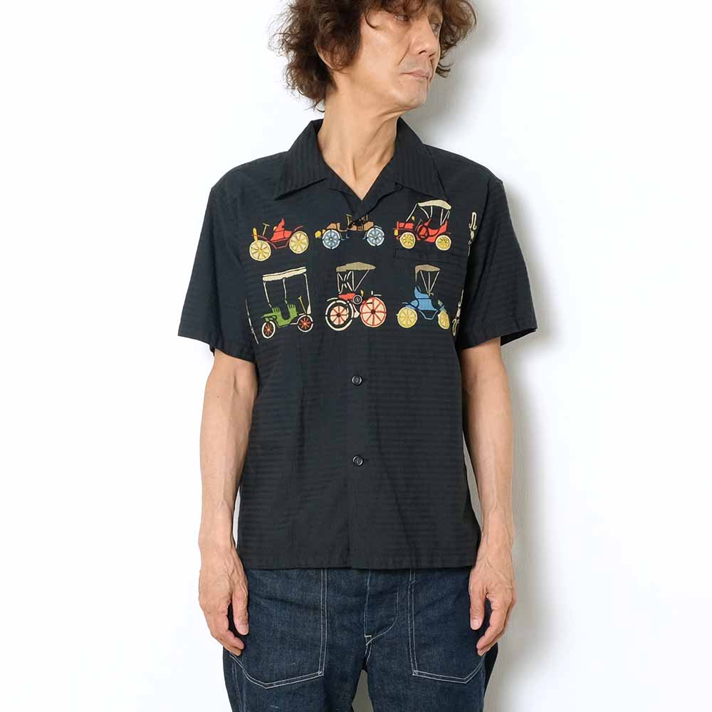 STAR OF HOLLYWOOD DOBBY COTTON S/S OPEN SHIRT CLASSIC CARS SH38886