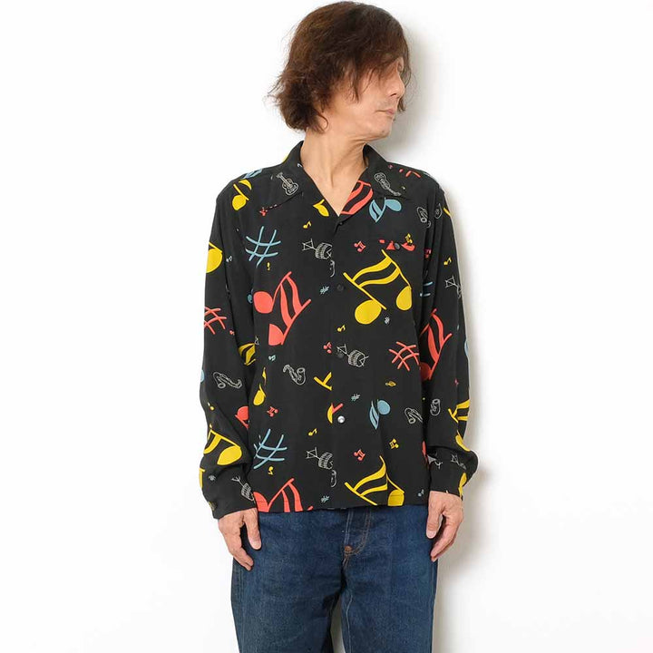 STAR OF HOLLYWOOD - HIGH DENSITY RAYON L/S OPEN SHIRT - ROCKIN' NOTES - SH29083