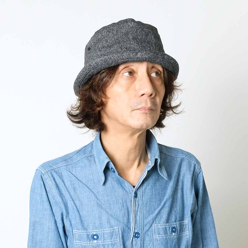 SUGAR CANE 9oz.BLACK COVERT PORKPIE HAT SC02627