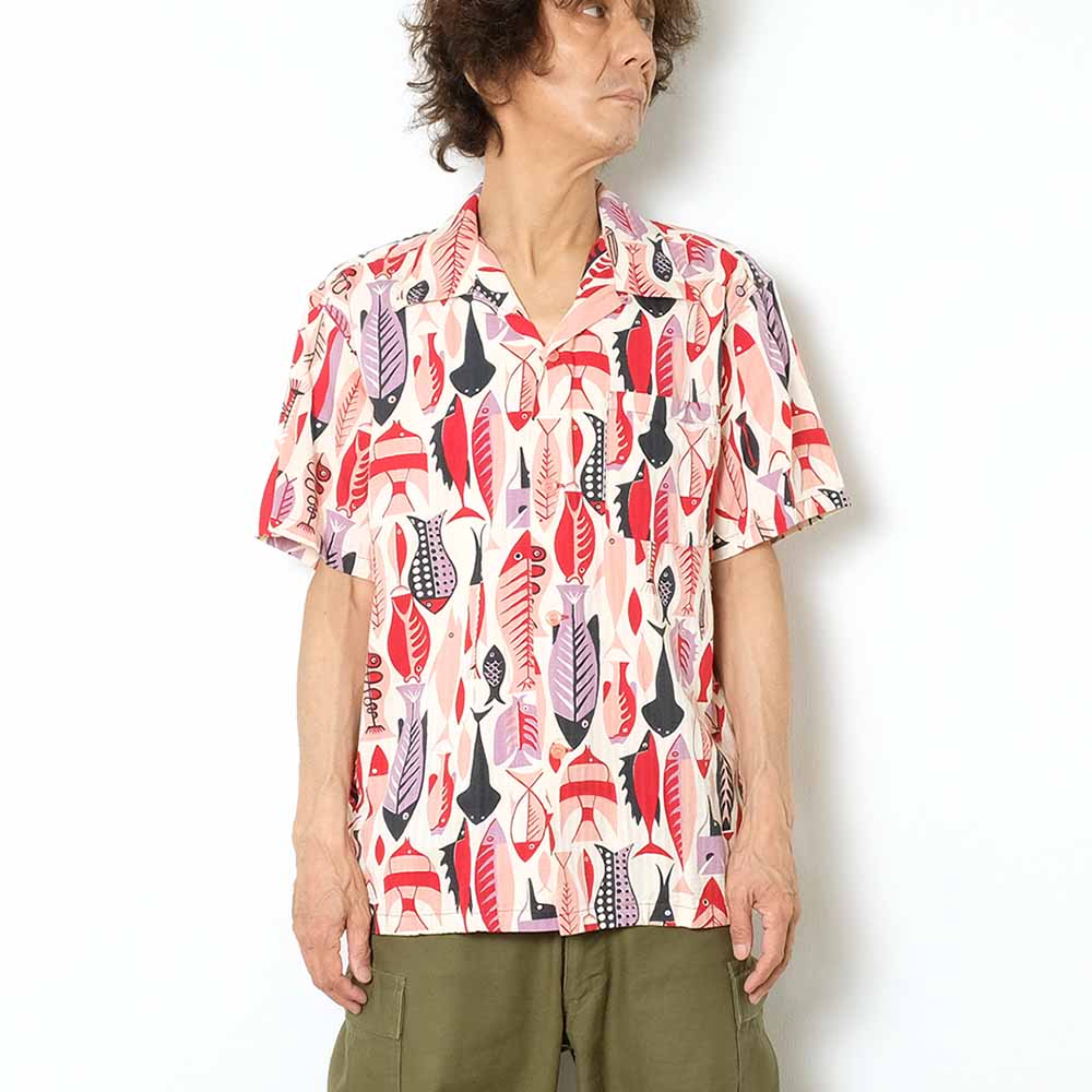 STAR OF HOLLYWOOD DOBBY COTTON S/S OPEN SHIRT FISH SH38882