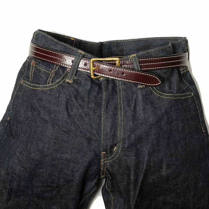 YUKETEN - Triple Stitched Belt Havana with Natural Stitch - 2853