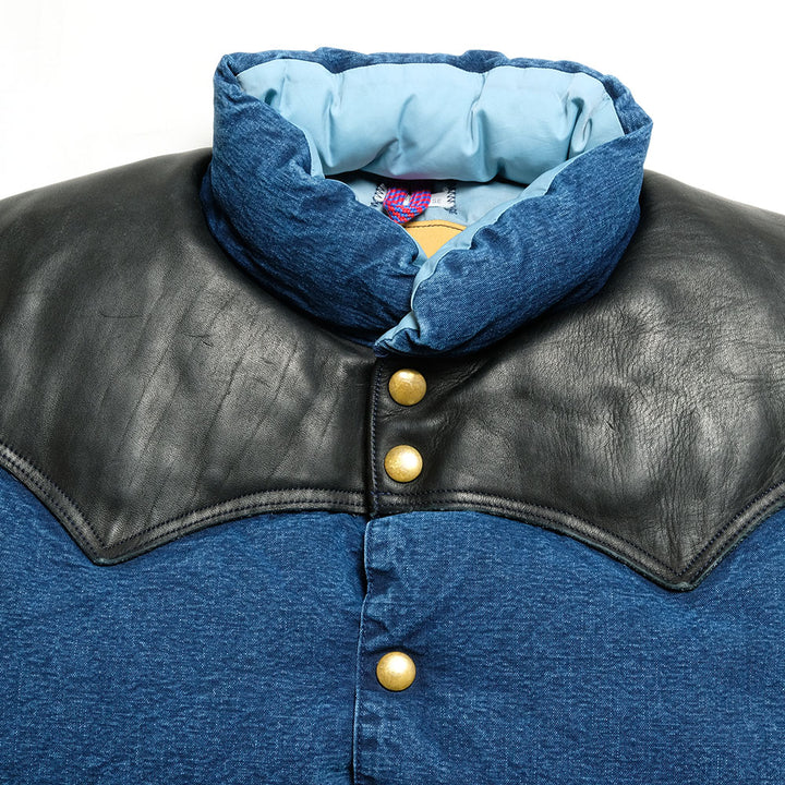 WAREHOUSE × Rocky Mountain Featherbed - INDIGO CHAMBRAY DOWN VEST - USED WASH - 2189RM-22