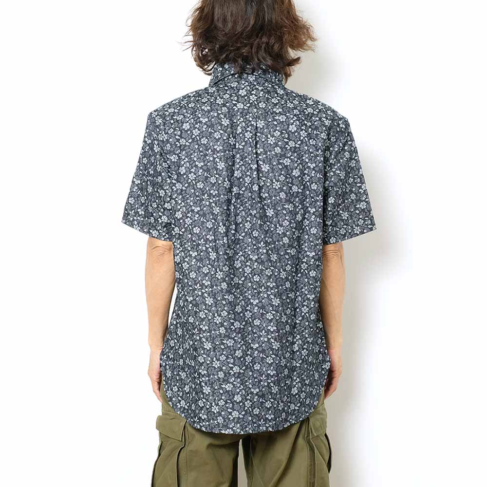 衣櫻 Lot.SA-1464 9oz デニムジャガード素材 半袖レギュラーシャツ フローラルフラワー SA-1464