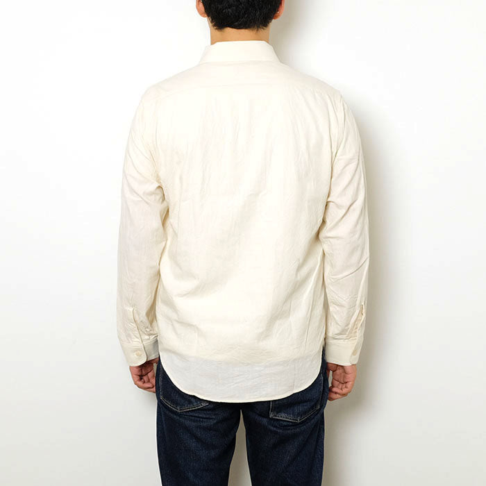 SUGAR CANE - White Chambray L/S Work Shirt - SC27851