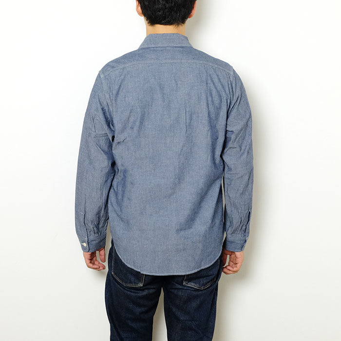 SUGAR CANE - Blue Chambray L/S Work Shirt - SC27850