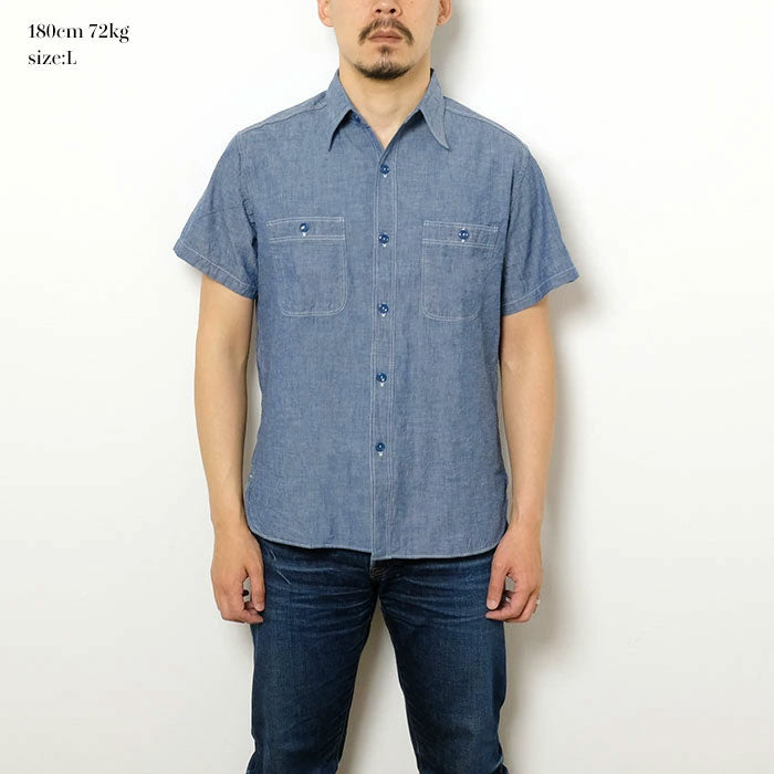 BUZZ RICKSON’S - BLUE CHAMBRAY S/S WORK SHIRT - BR35856