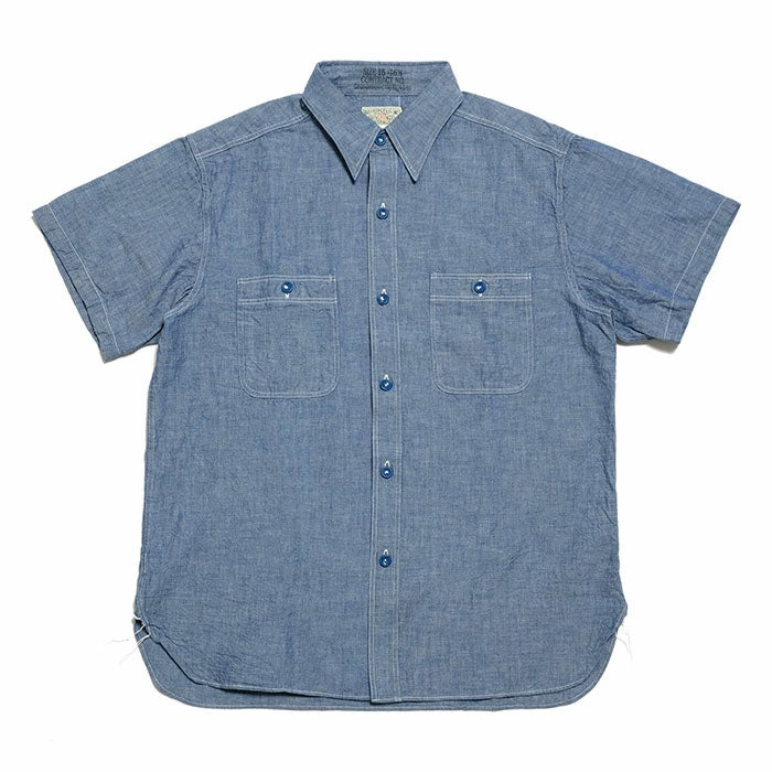 BUZZ RICKSON’S - BLUE CHAMBRAY S/S WORK SHIRT - BR35856