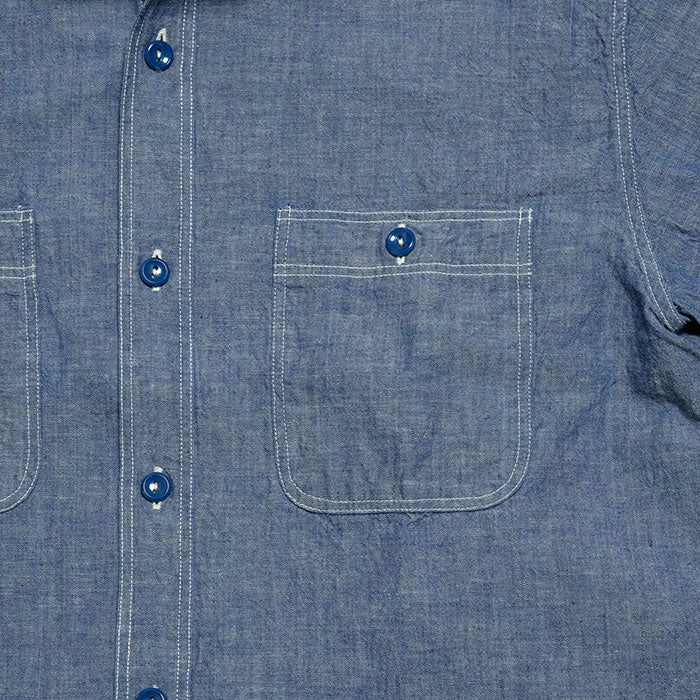 BUZZ RICKSON’S - BLUE CHAMBRAY S/S WORK SHIRT - BR35856