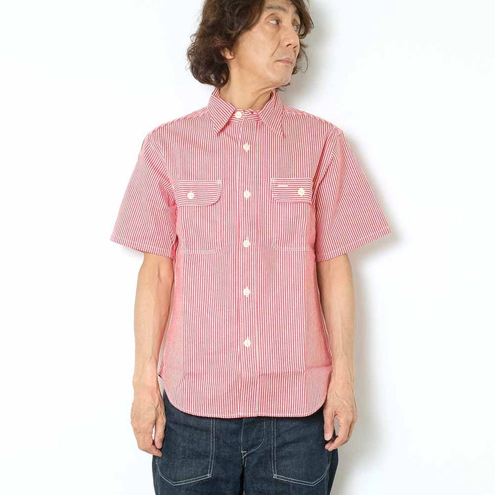 SUGAR CANE - HICKORY STRIPE S/S WORK SHIRT - SC37944