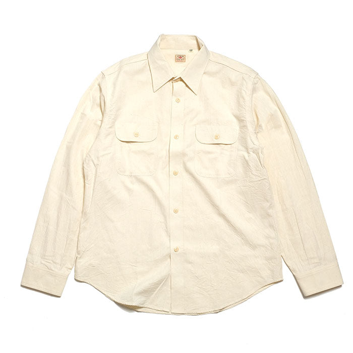 Sugar Cane - White Chambray L/S Work Shirt - SC27851