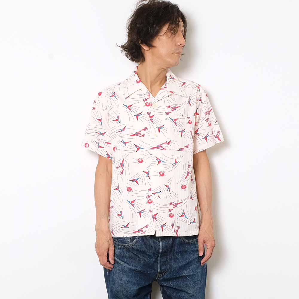 STAR OF HOLLYWOOD - DOBBY COTTON OPEN SHIRT - SPACE SHIP - SH39087