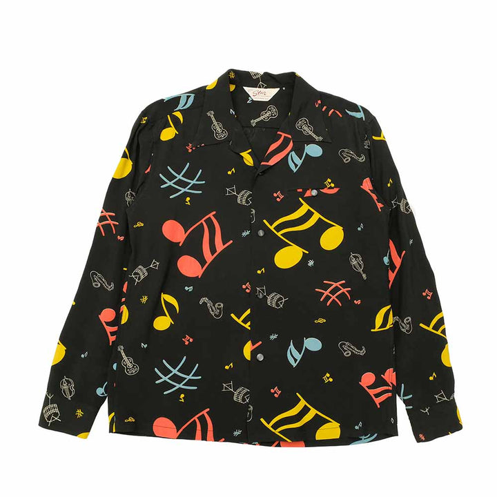 STAR OF HOLLYWOOD - HIGH DENSITY RAYON L/S OPEN SHIRT - ROCKIN' NOTES - SH29083