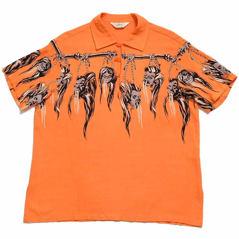 STAR OF HOLLYWOODHOPSACK RAYON S/S PULLOVER SHIRT-SHRUNKEN HEAD