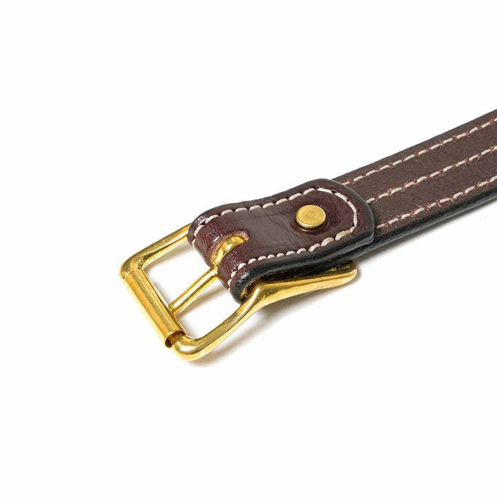 YUKETEN - Triple Stitched Belt Havana with Natural Stitch - 2853