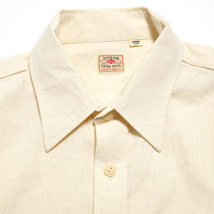 SUGAR CANE - White Chambray L/S Work Shirt - SC27851