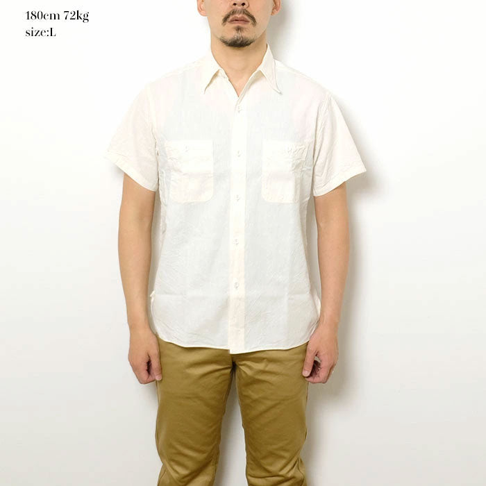 BUZZ RICKSON’S - WHITE CHAMBRAY S/S WORK SHIRT - BR35857