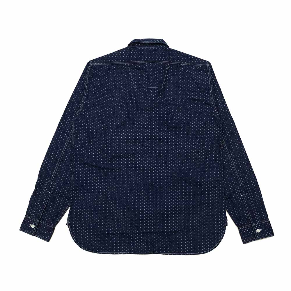SUGAR CANE FICTION ROMANCE 4.5oz. INDIGO CASINO STRIPE WORK SHIRT (LONG SLEEVE) SC28651