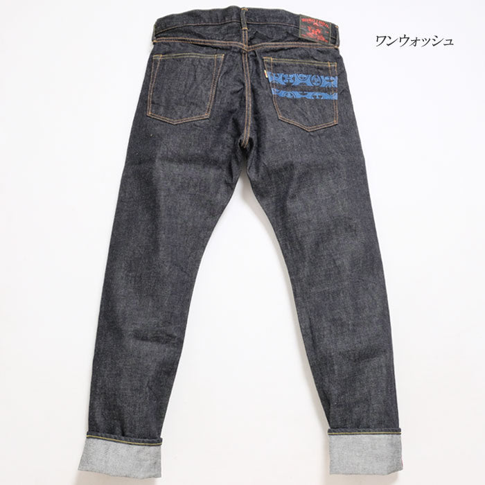 Momotaro Jeans HINOYA Special Order 15.7oz. Selvedge Denim Narrow Tapered "Kamon Embroidery"