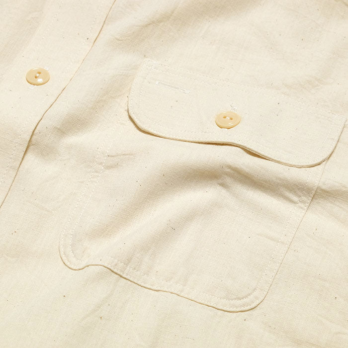 SUGAR CANE - White Chambray L/S Work Shirt - SC27851
